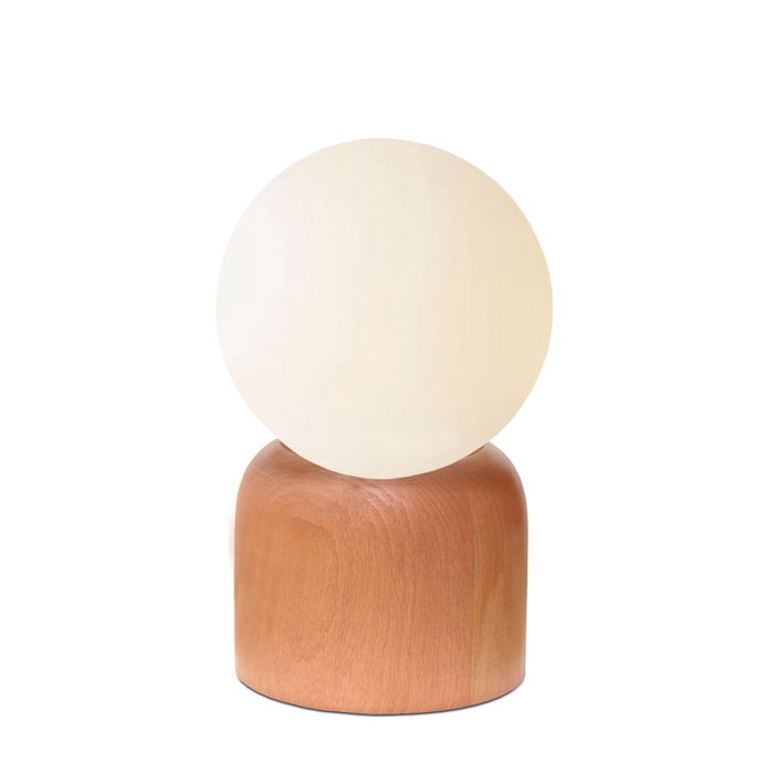 Opviq Lámpara de sobremesa de madera y cristal Beige y Blanco Opviq Lámpara de sobremesa de madera y cristal Beige y Blanco